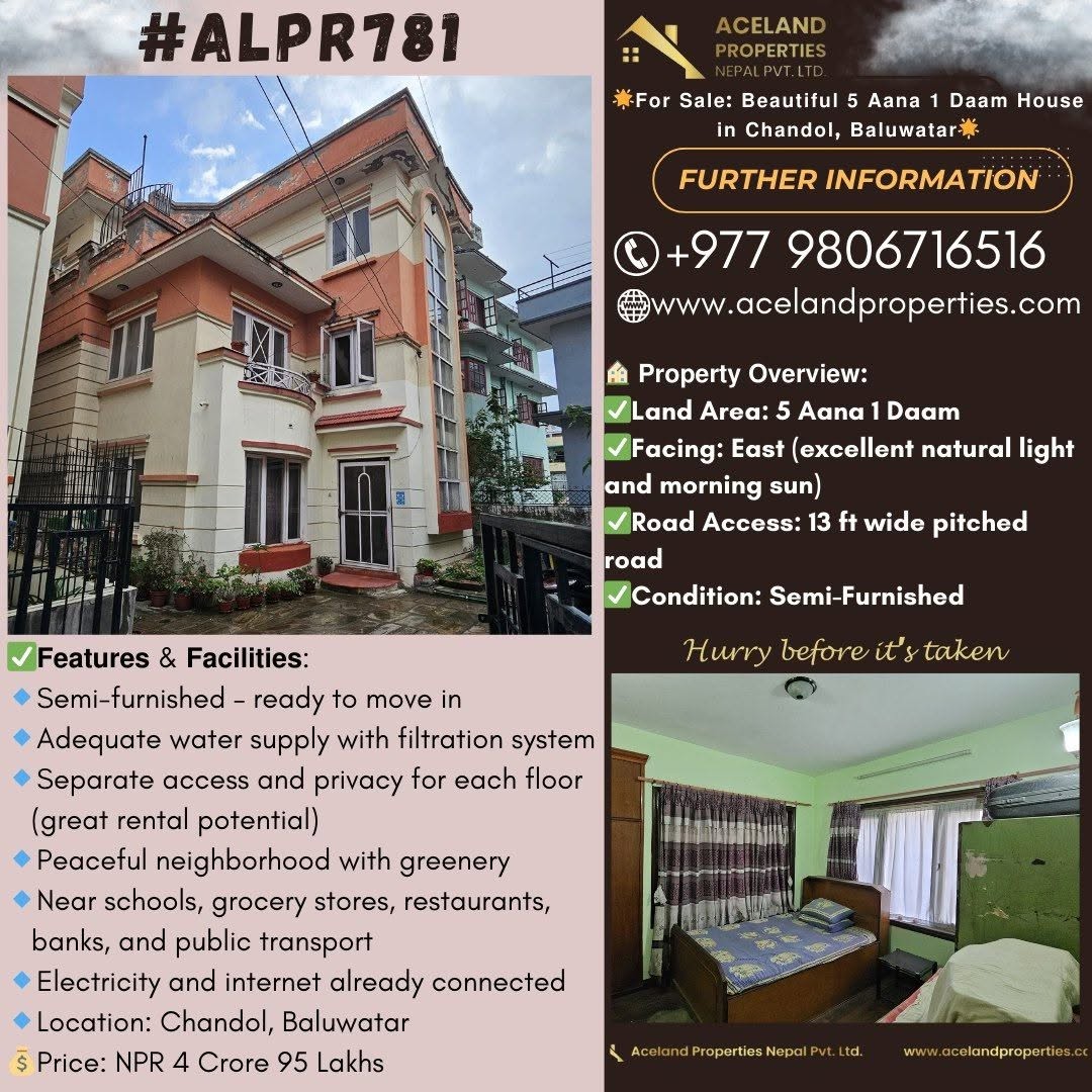 𝗙𝗼𝗿 𝗦𝗮𝗹𝗲: 𝗕𝗲𝗮𝘂𝘁𝗶𝗳𝘂𝗹 𝟱 𝗔𝗮𝗻𝗮 𝟭 𝗗𝗮𝗮𝗺 𝗛𝗼𝘂𝘀𝗲 𝗶𝗻 𝗖𝗵𝗮𝗻𝗱𝗼𝗹, 𝗕𝗮𝗹𝘂𝘄𝗮𝘁𝗮𝗿