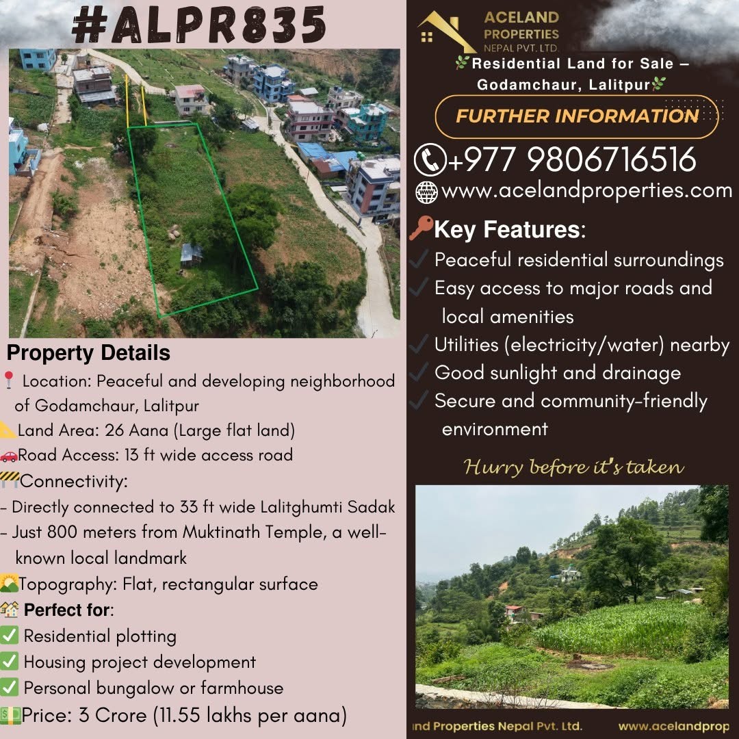 𝗥𝗲𝘀𝗶𝗱𝗲𝗻𝘁𝗶𝗮𝗹 𝗟𝗮𝗻𝗱 𝗳𝗼𝗿 𝗦𝗮𝗹𝗲 – 𝗚𝗼𝗱𝗮𝗺𝗰𝗵𝗮𝘂𝗿, 𝗟𝗮𝗹𝗶𝘁𝗽𝘂𝗿