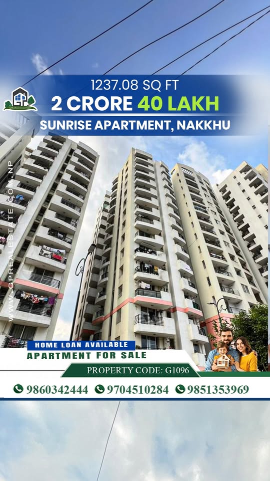 #G1096 🏢 Full-Furnished 3BHK Apartment at Sunrise Apartment, Nakkhu